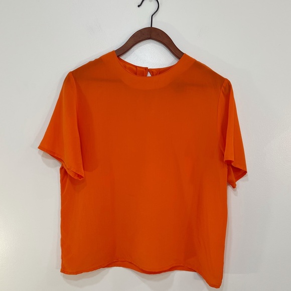 Vintage Orange 100% Silk Blouse